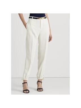 LAUREN Ralph Lauren NWT Stretch Cady Tapered Pant in Cream-Size 14P